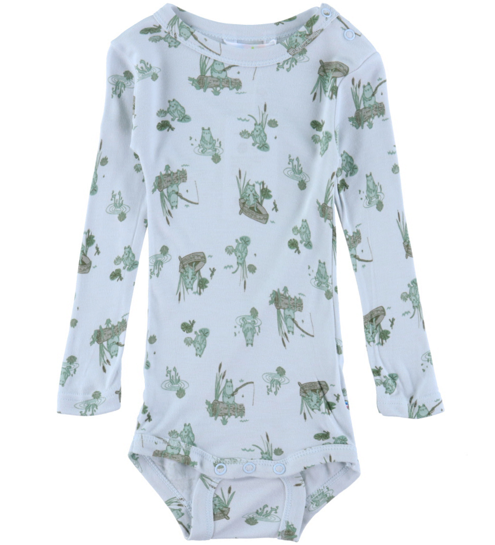 Joha Bodysuit l/s - Viscose/Bamboo - Light Blue w. Seeds