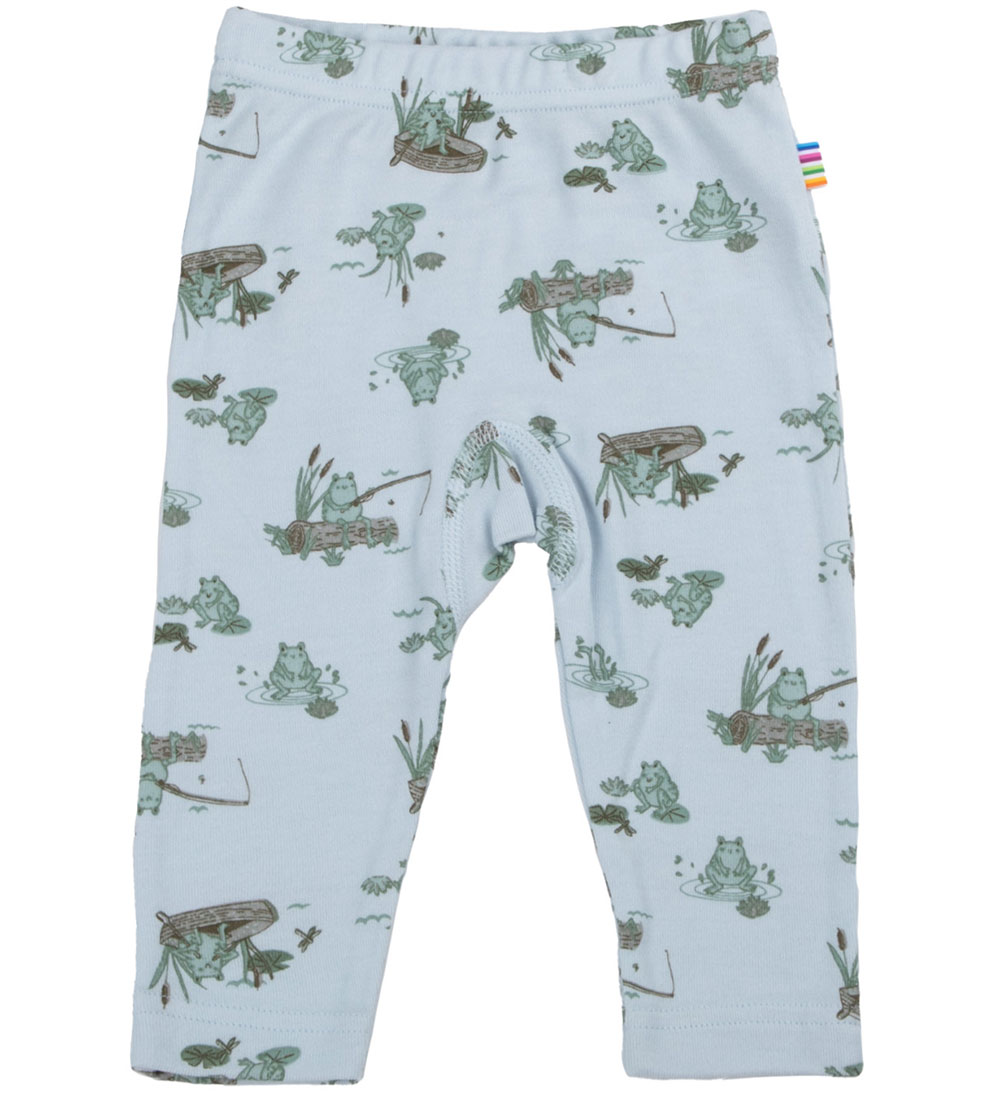 Joha Leggings - Bamboo - Light blue w. Frogs