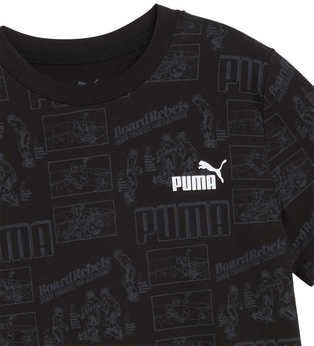Puma T-skjorte - Midt på 90-tallet - Svart m. Trykk