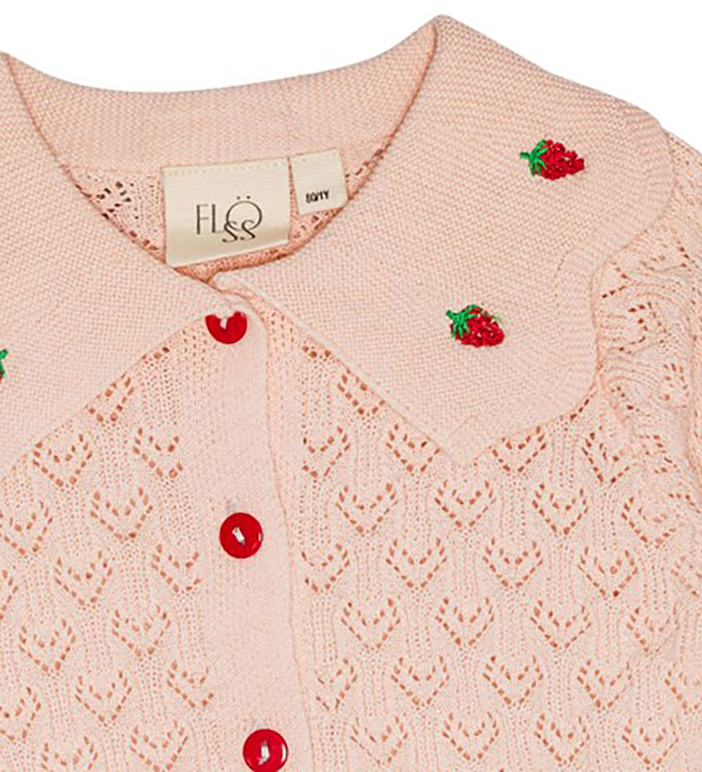 Flöss Cardigan - Knitted - Isabel - Light Pink/Red