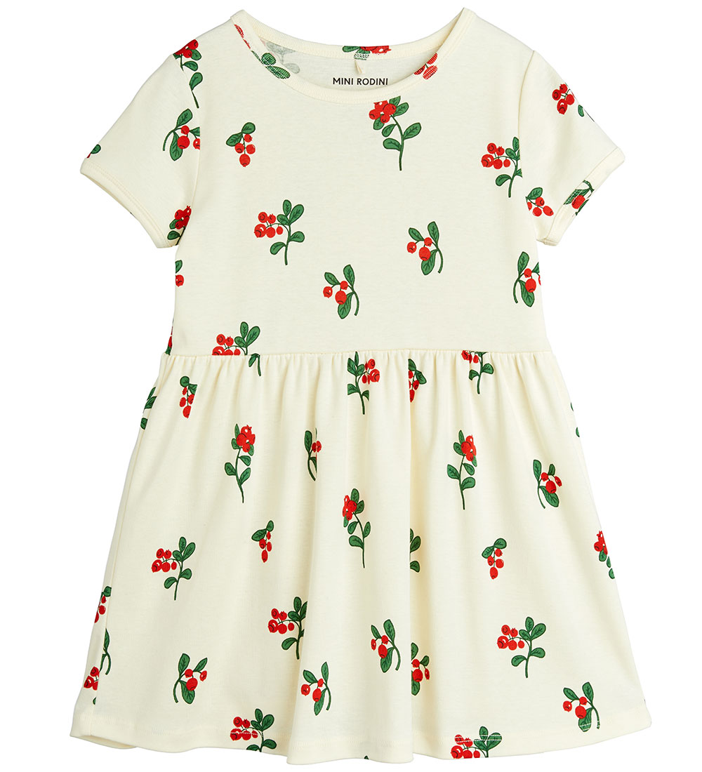 Mini Rodini Kjóll - Lingonberries - Off White