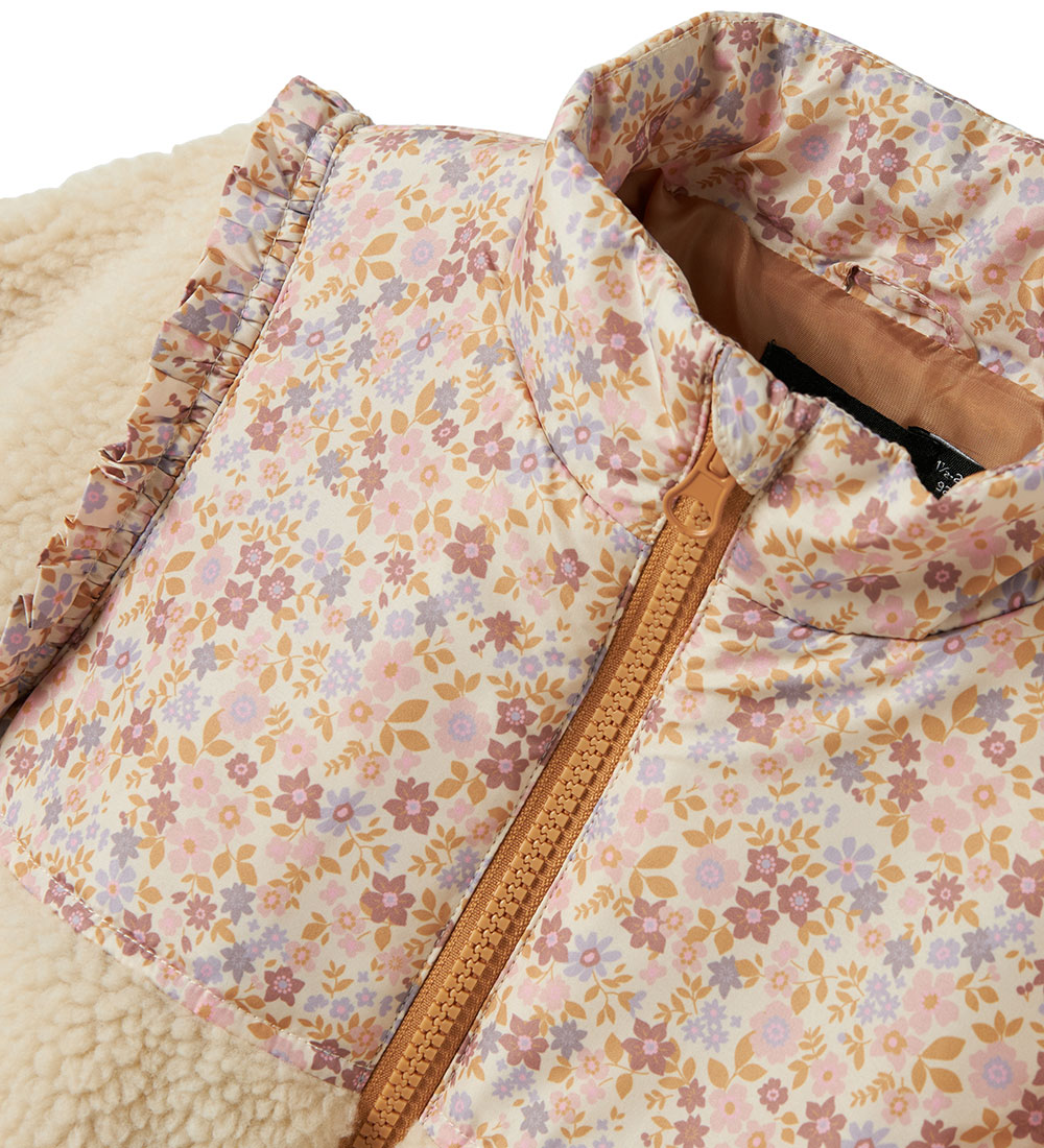 Name It Fleece Jacket - Teddy - NmfMinna - Whitecap Grey/Biscuit