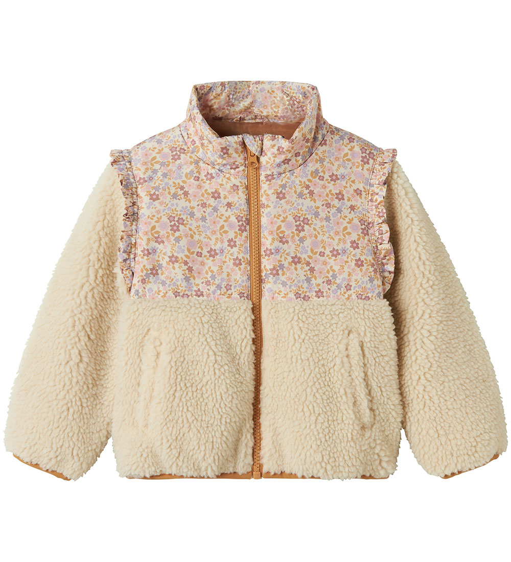 Name It Fleece Jacket - Teddy - NmfMinna - Whitecap Grey/Biscuit