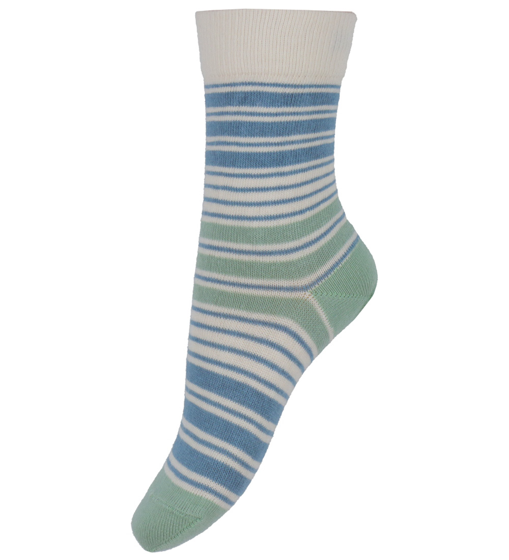 Chaussettes MP - Gorm - Cream av. Vert/Bleu