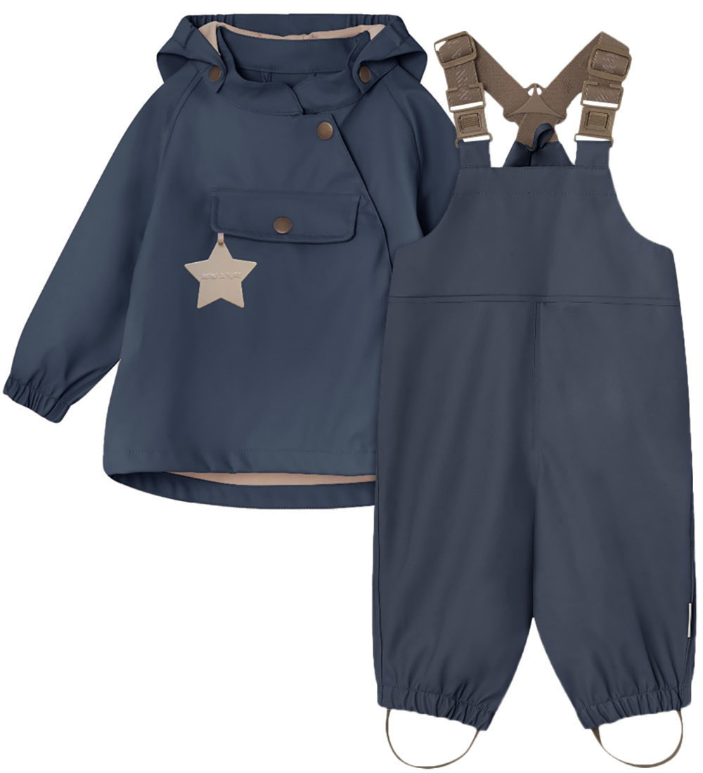 Mini A Ture Rainwear w. Suspenders - PU - MatWainis - Ombre Blue