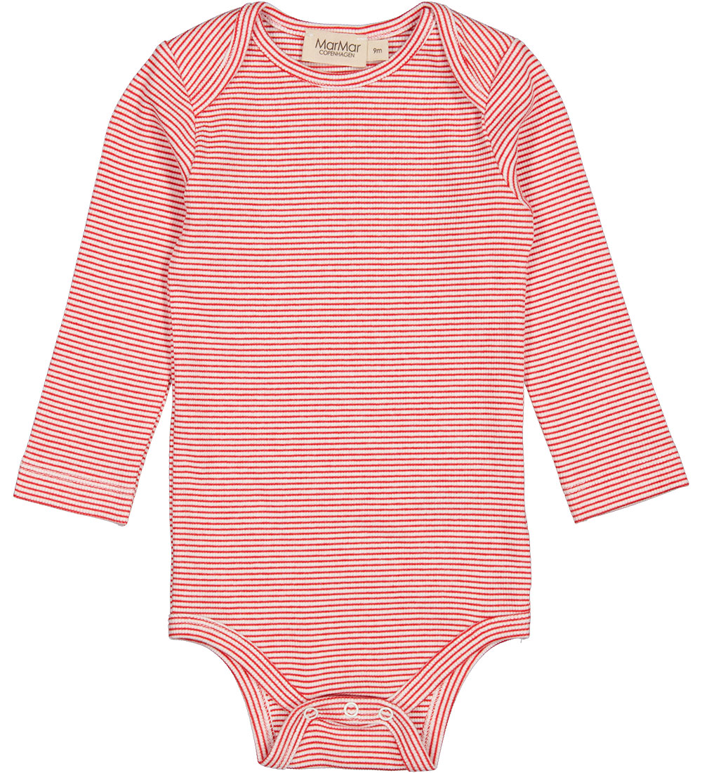 MarMar Bodysuit l/s - Rib - Modal - Leg - Red Stripe