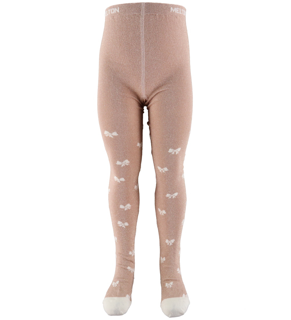 Melton Tights - Bow Glitter - Crystal Pink