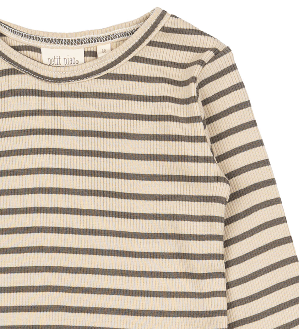 Petit Piao Blússa - Rib - Modal - Jörð Brown/Dark Off White