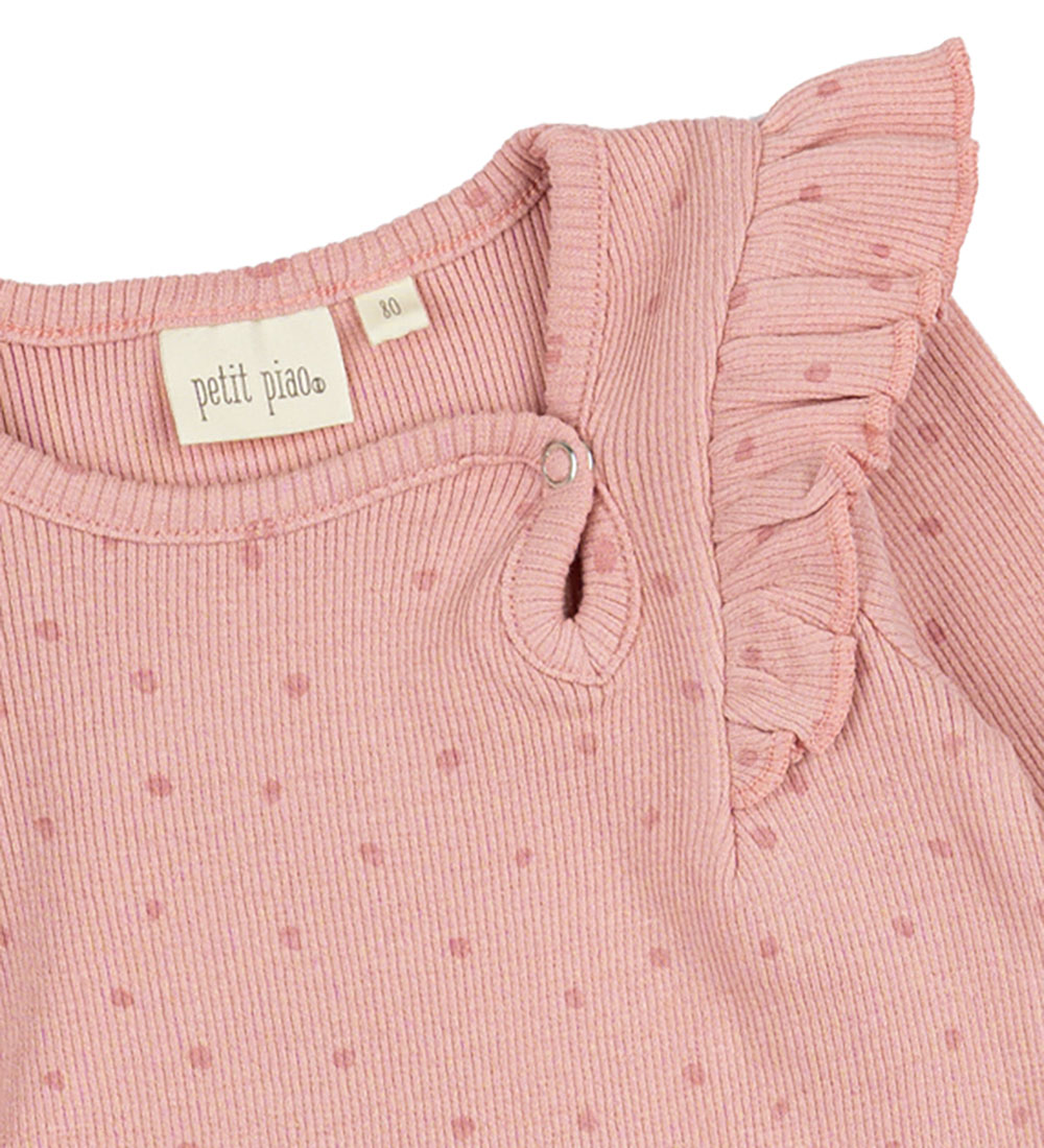 Petit Piao Bodysuit l/s - Rib - Modal - Bright Rose