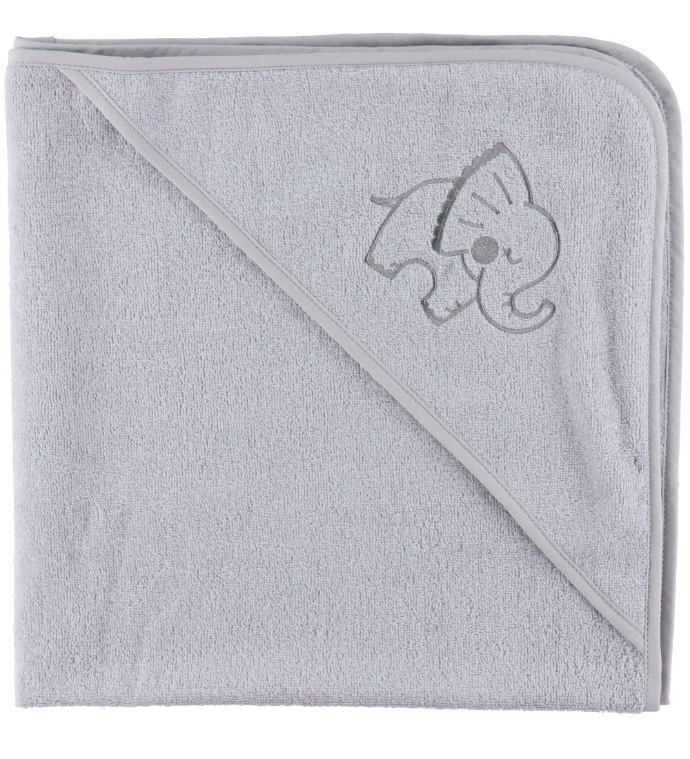 Nørgaard Madsens Baby towel - 100x100 cm - Grey w. Elephant
