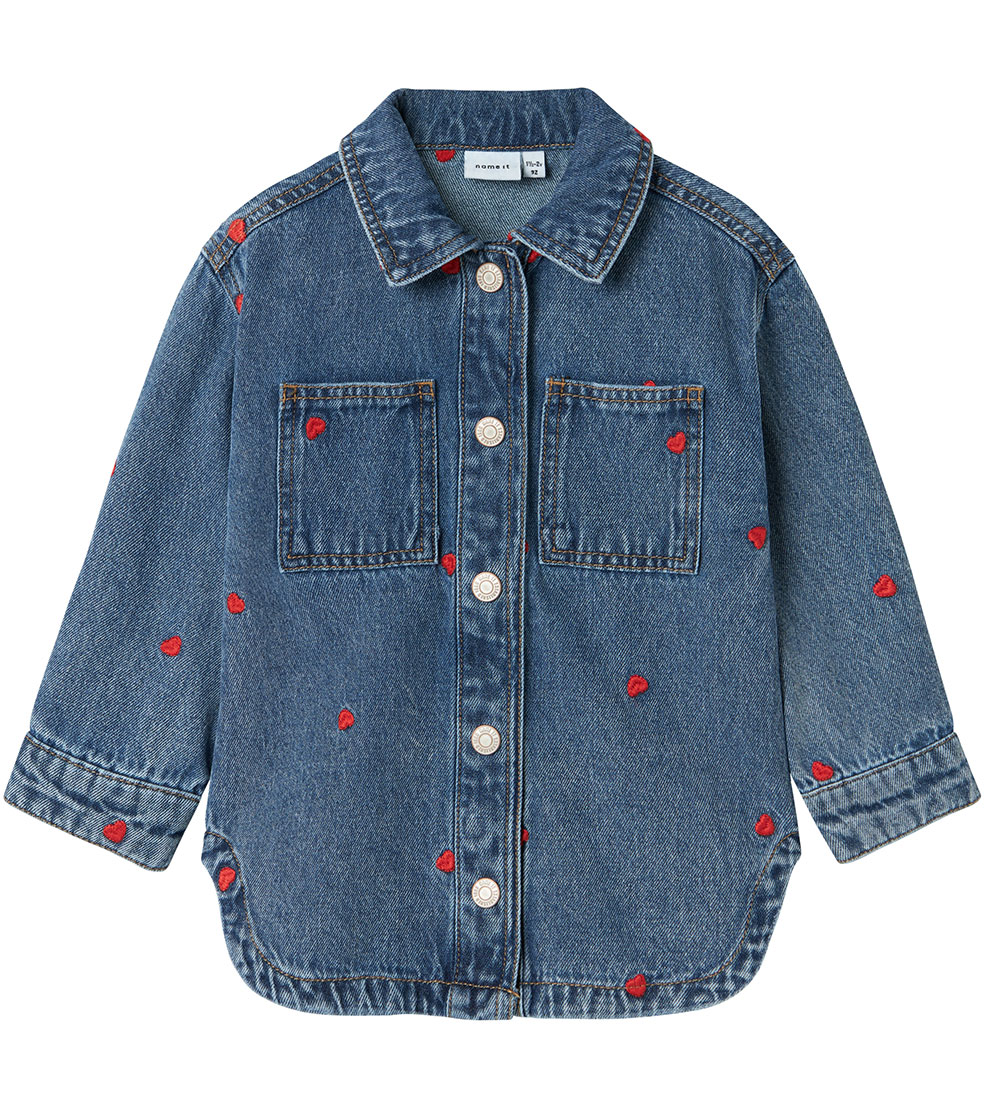 Name It Denim Jacket - NmfNina - Medium+ Blue Denim/Heart