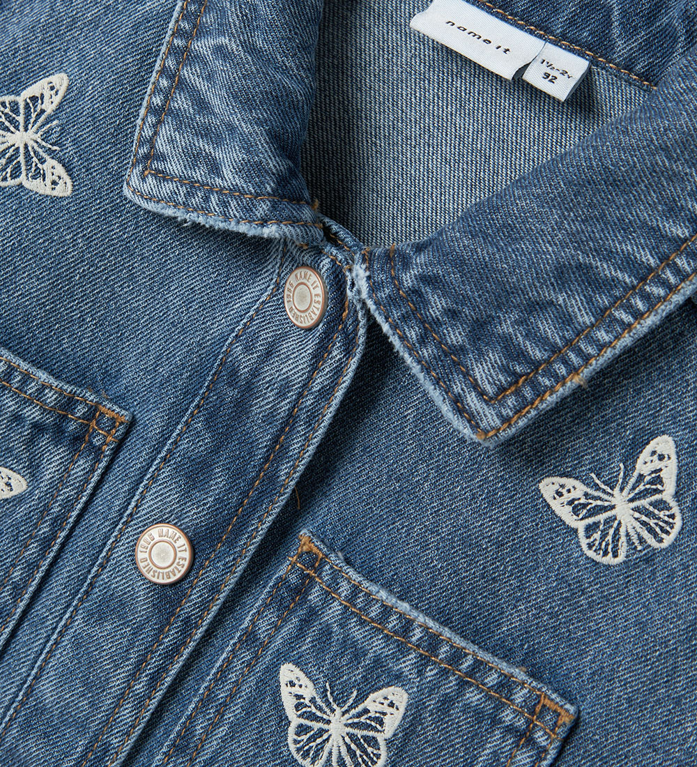 Name It Denim Jacket - NmfNina - Medium+ Blue Denim/Emboidery