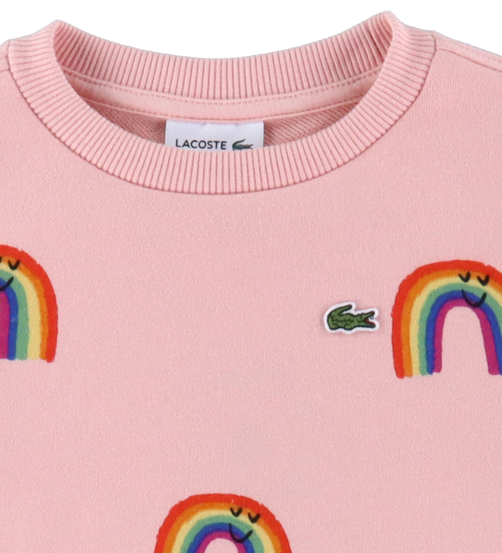 Lacoste Sweatshirt - Pink w. Rainbows