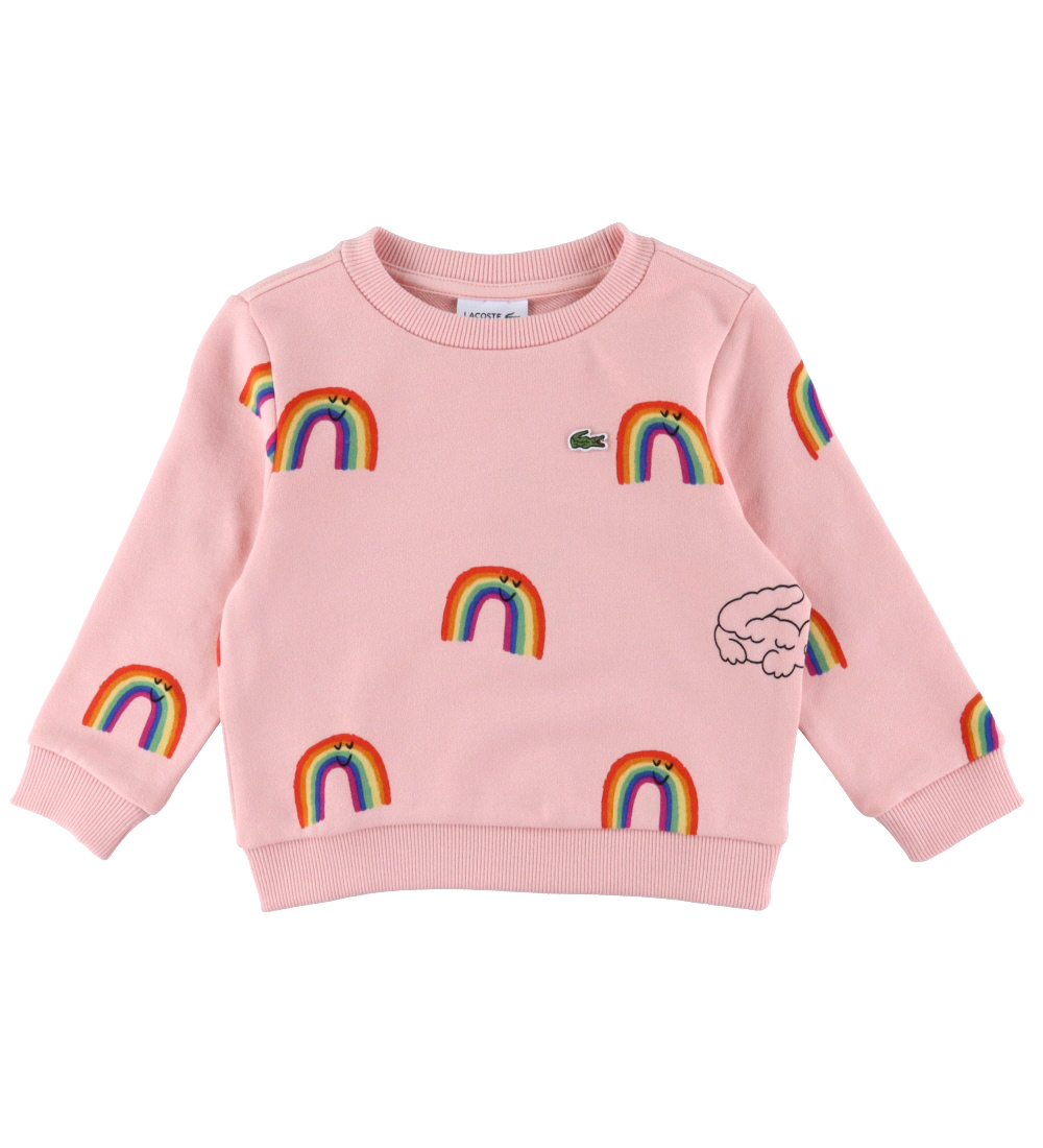 Lacoste Sweatshirt - Pink w. Rainbows