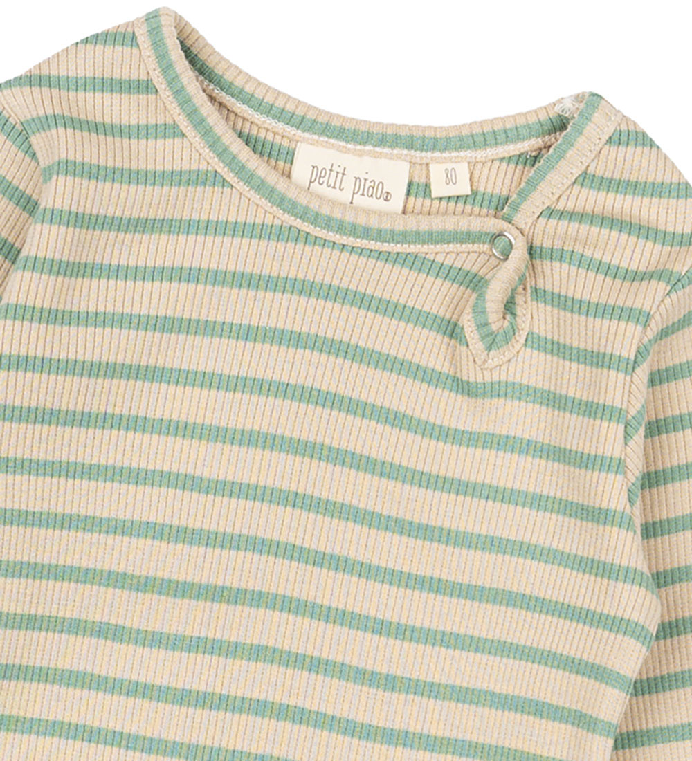 Petit Piao Bodysuit l/s - Rib - Modal - Granite Green/Dark Off W
