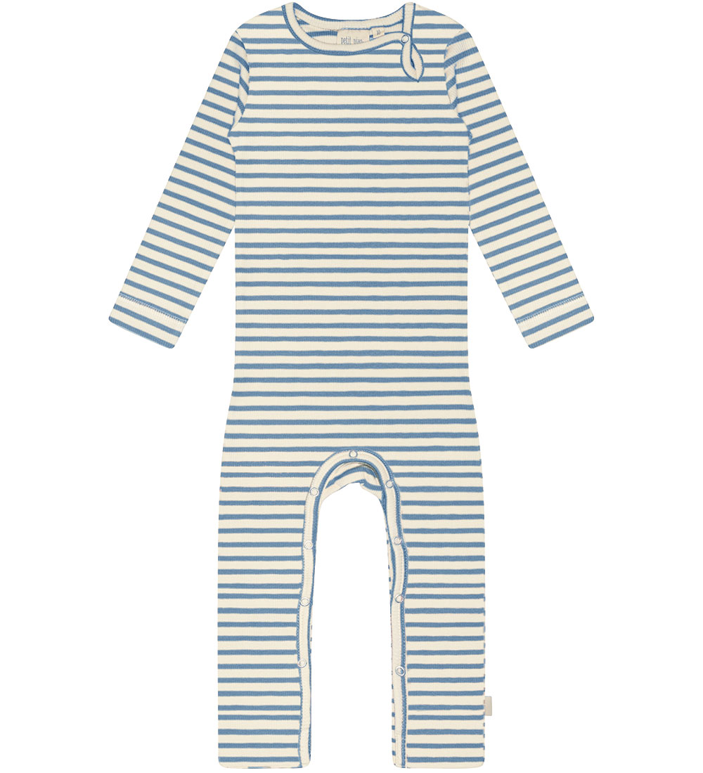 Petit Piao Jumpsuit - Rib - Modal - Allure Blue/Dark Off White