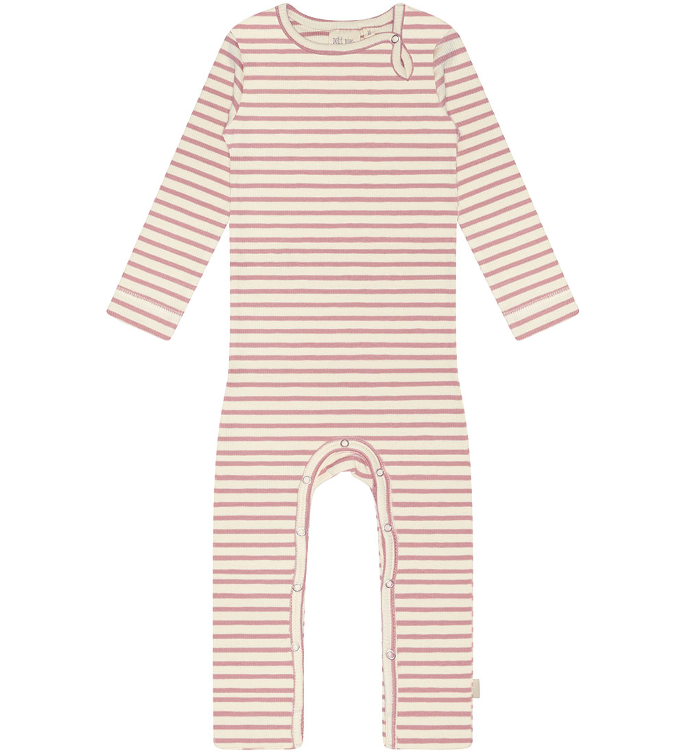Petit Piao Jumpsuit - Rib - Modal - Bright Rose/Dark Off White
