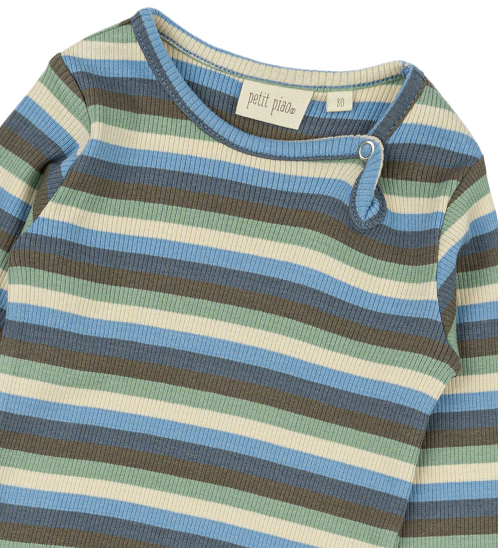 Petit Piao Bodysuit l/s - Rib - Modal - Allure Blue Multi Stripe