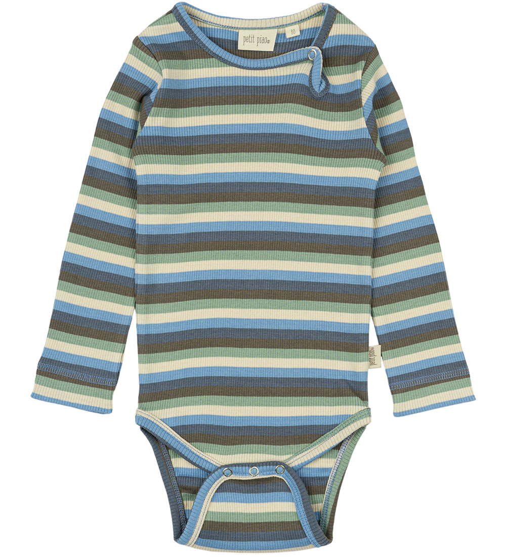 Petit Piao Bodysuit l/s - Rib - Modal - Allure Blue Multi Stripe