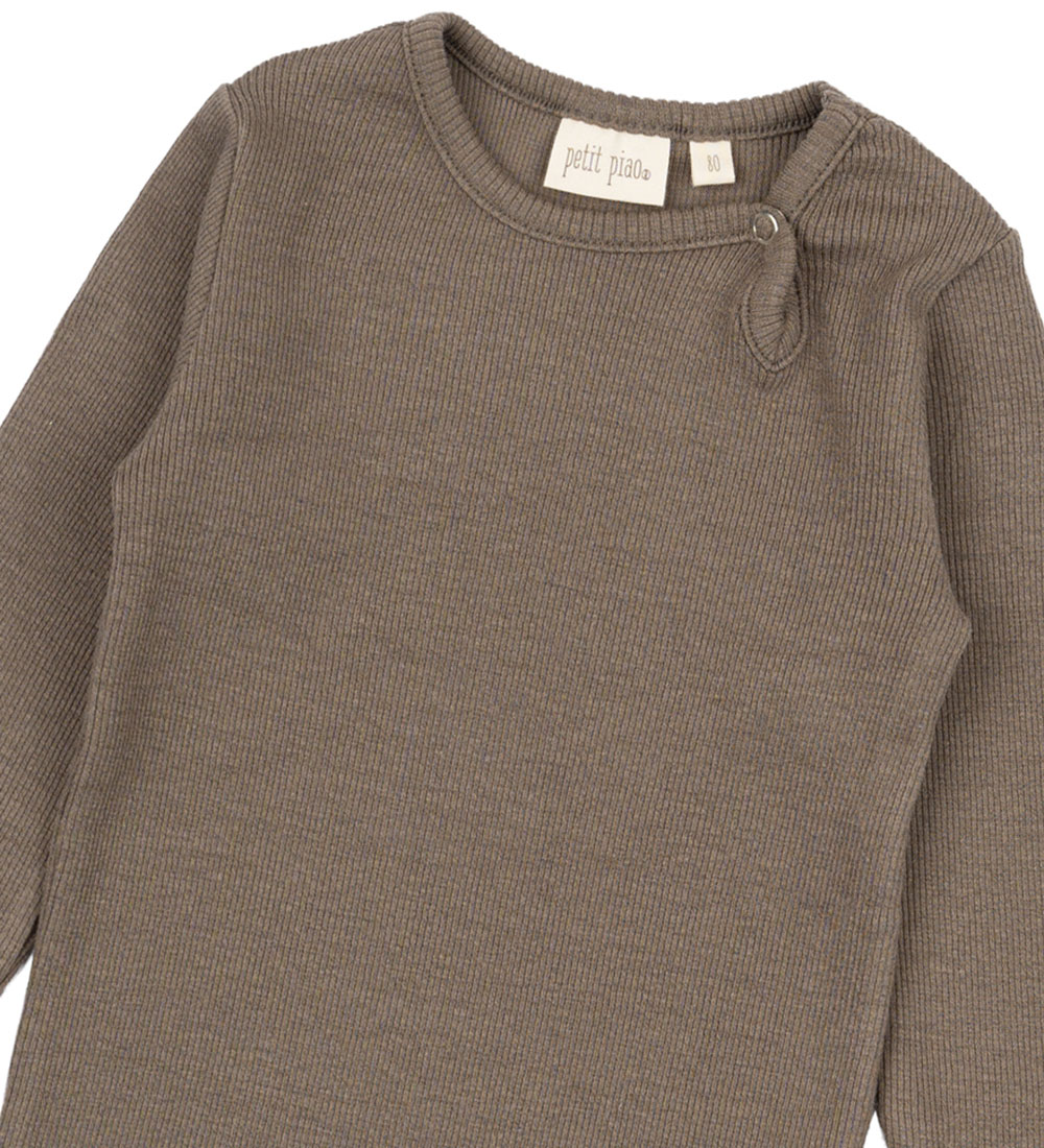 Petit Piao Samfella l/e - Rib - Modal - Jörð Brown