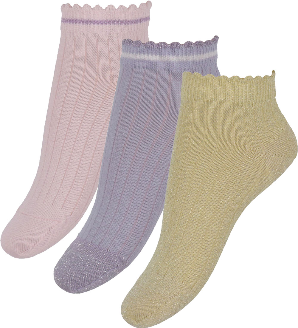 MP Ankle Socks - 3-Pack - Petra - Gold/Purple/Pink w. Glitter