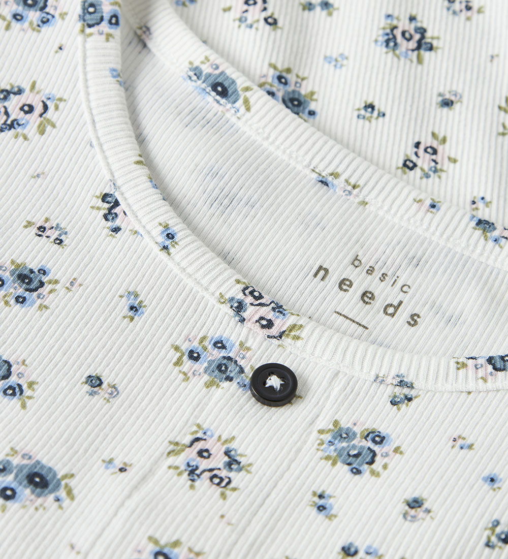 Name It T-shirt - Rib - NkfVemia - Bright White/Blommor