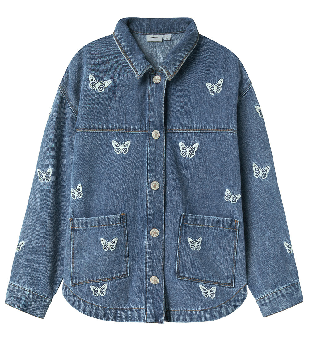 Name It Farkkutakki - NkfMandy - Medium+ Blue Denim/Kirjonta, mu