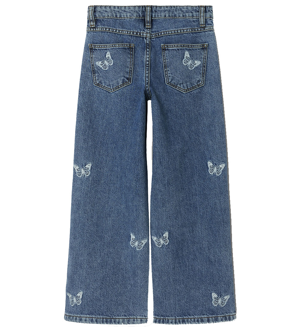Name It Jeans - Wide - NkfBella - Medium+ Blue Denim/Embroidery