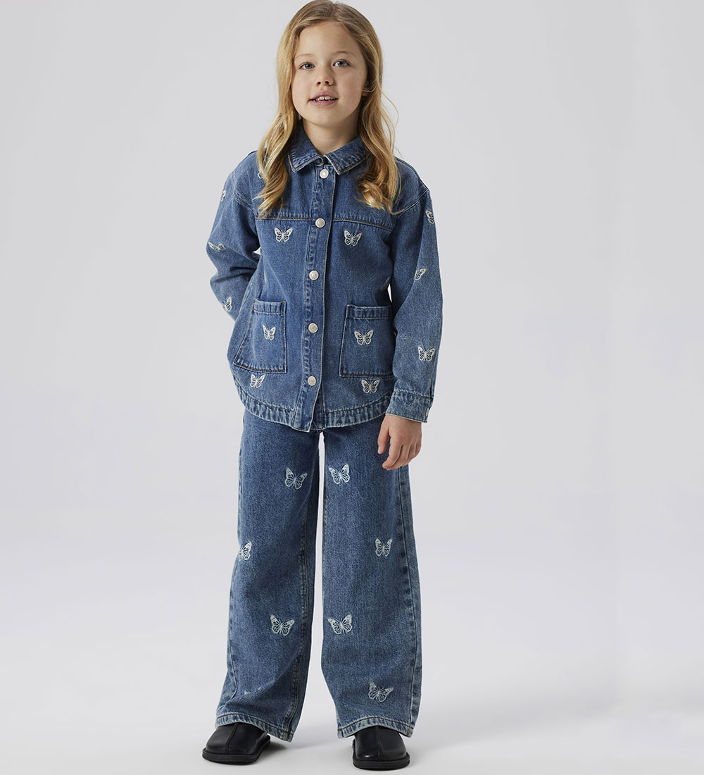 Name It Jeans - Wide - NkfBella - Medium+ Blue Denim/Embroidery