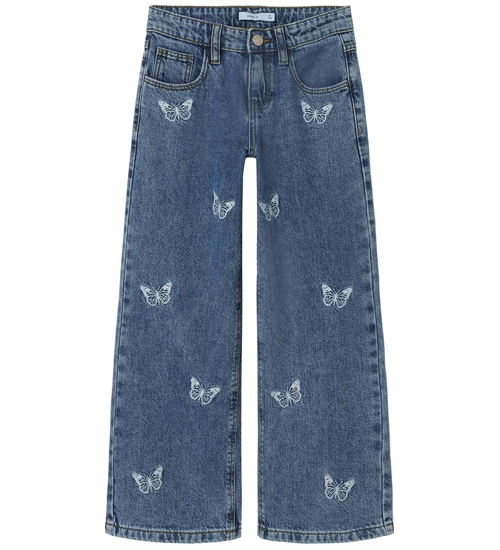 Name It Jeans - Wide - NkfBella - Medium+ Blue Denim/Embroidery