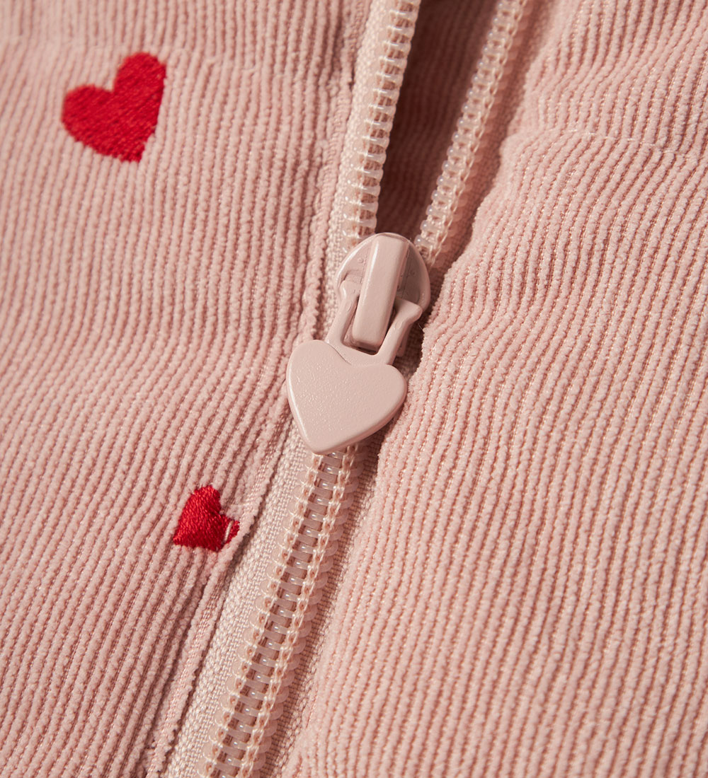 Name It Puffer Vest - Corduroy - NmfMimosa - Pale Mauve w. Heart