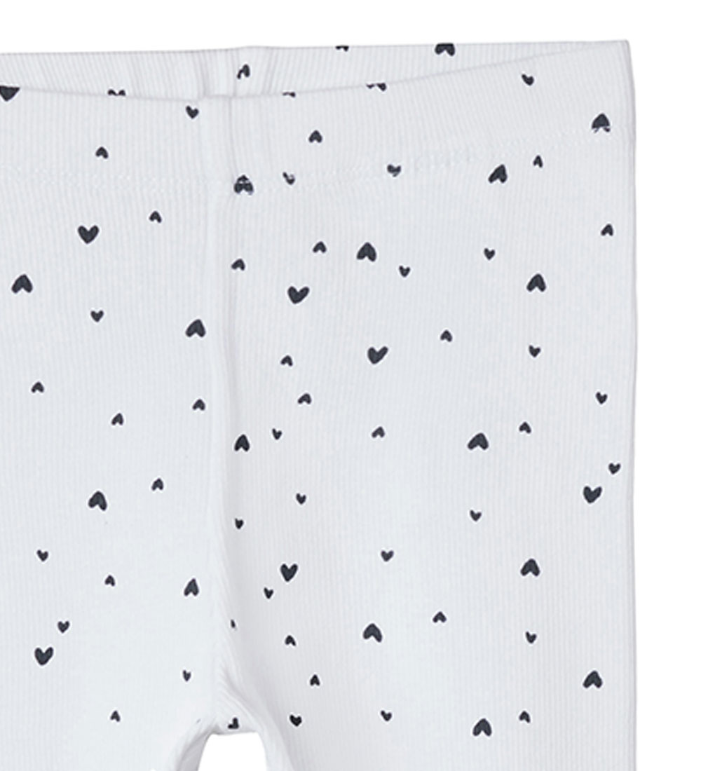 Name It Leggings - Rib - NmfVemia - Bright White/Hearts