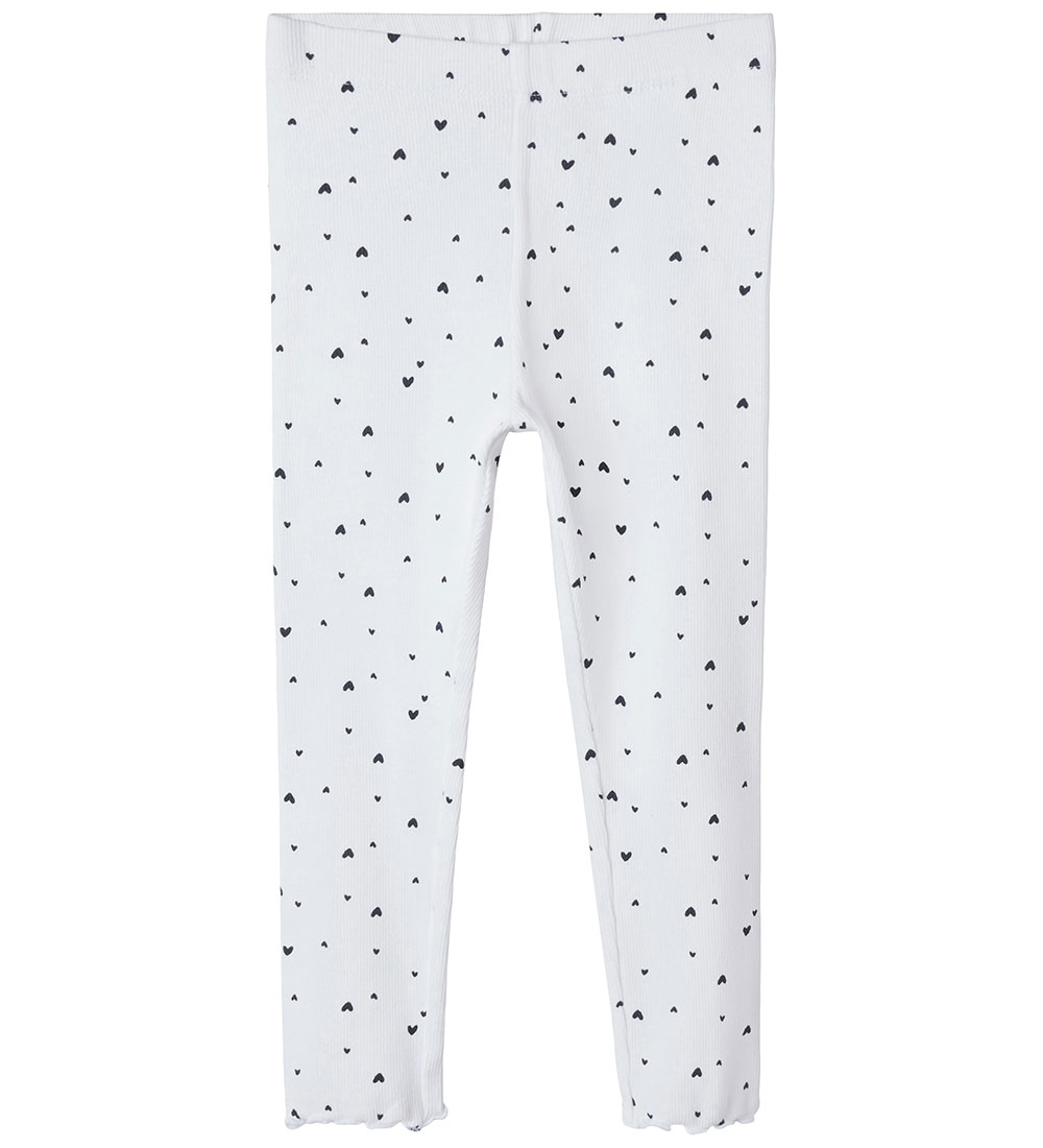 Name It Leggings - Rib - NmfVemia - Bright White/Hearts