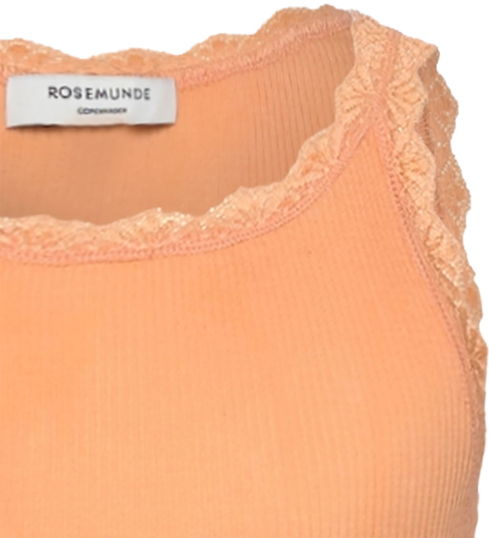 Rosemunde Topp - Rib - Balta - Peach Fuzz m. Spetsar