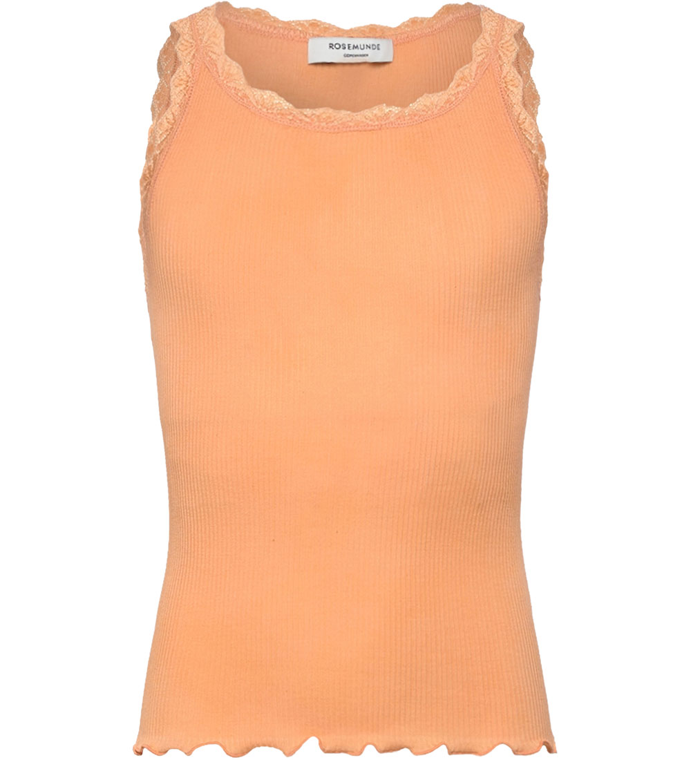 Rosemunde Topp - Rib - Balta - Peach Fuzz m. Spetsar