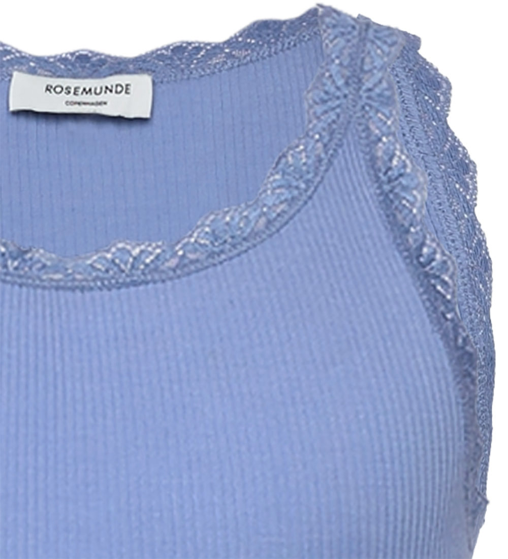 Rosemund Top - Lang - Rib - Balta - Blue Heaven w. Lace