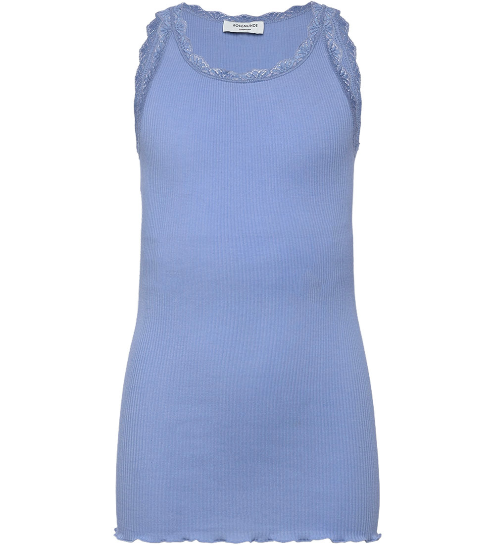 Rosemund Top - Lang - Rib - Balta - Blue Heaven w. Lace