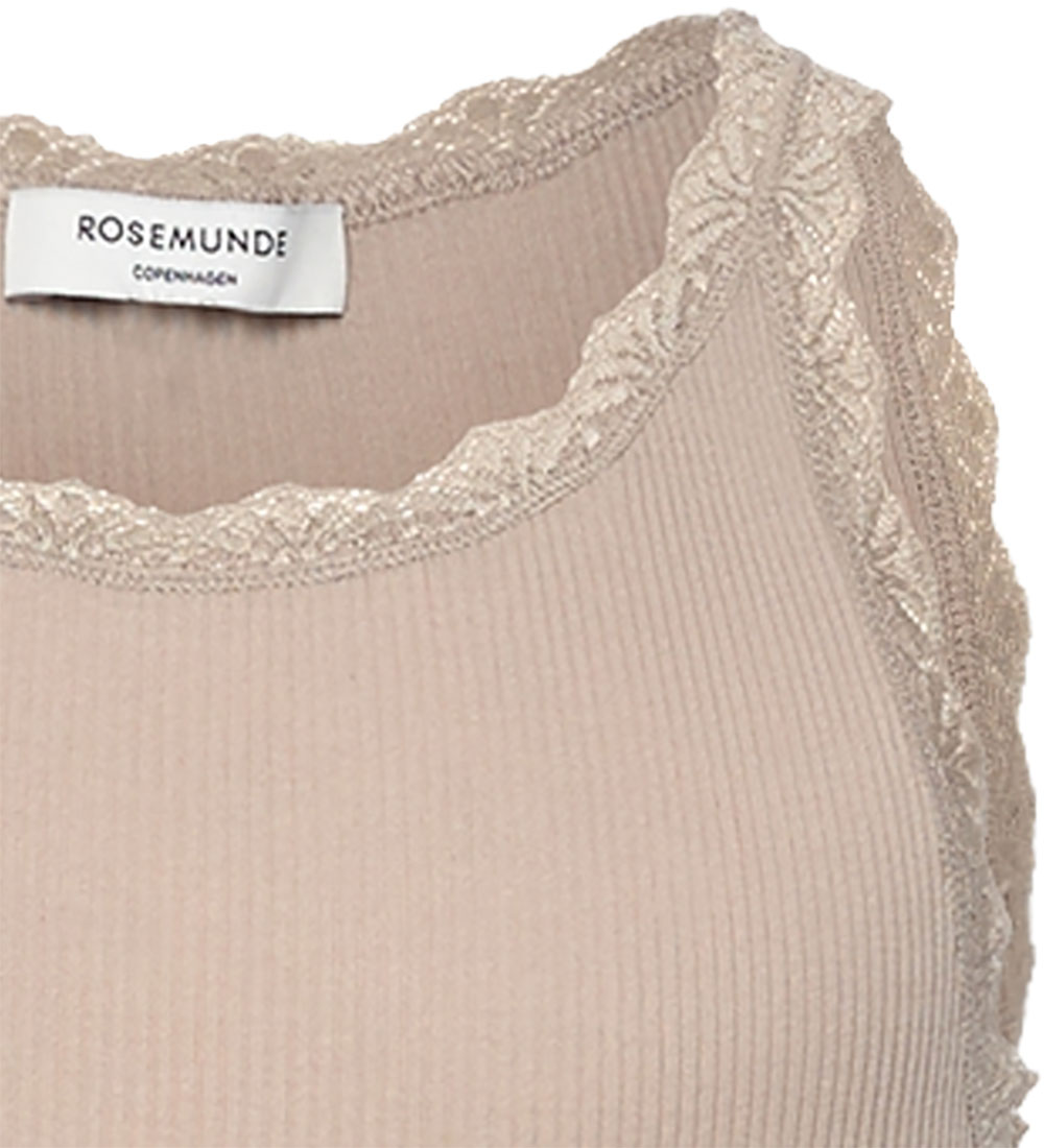 Rosemunde Top - Rib - Balta - Silver Lining w. Lace