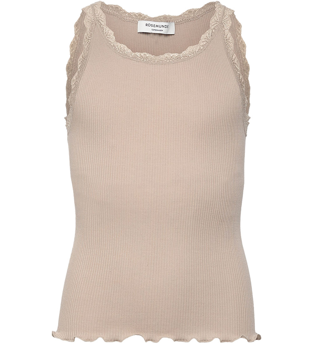 Rosemunde Top - Rib - Balta - Silver Lining w. Lace