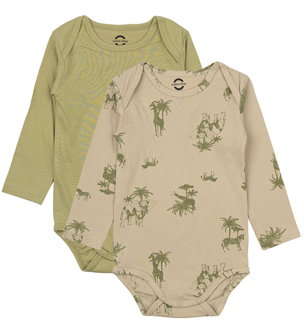 Mikk-Line Romper l/s - 2-pack - Grijs Green