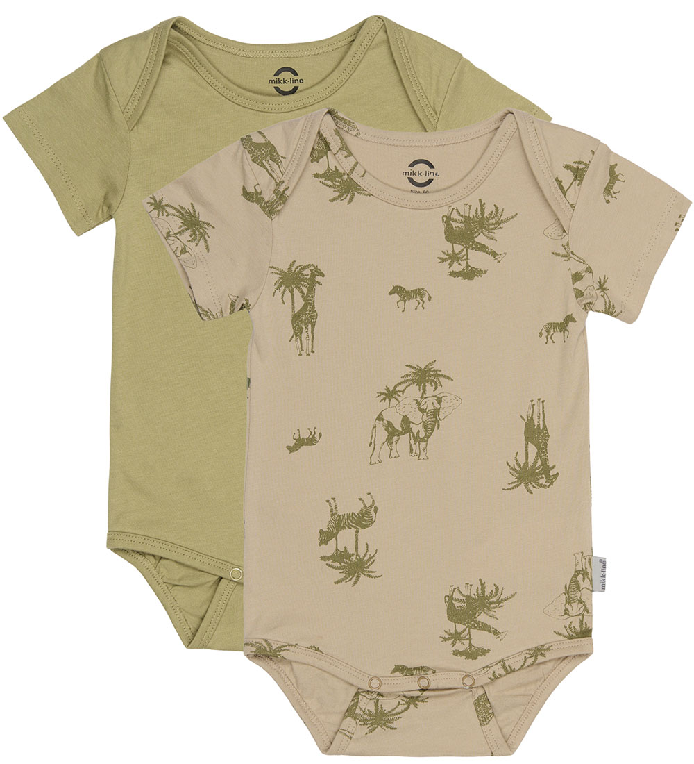 Mikk-Line Bodysuit s/s - 2-Pack - Gray Green