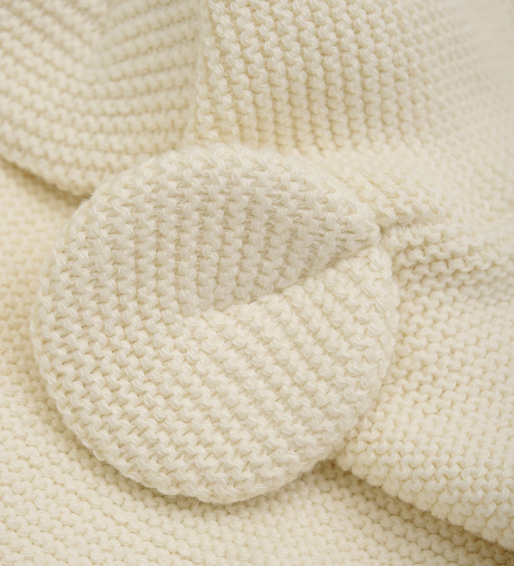 Huttelihut Balaclava w. Ears - 2-layer - Knitted - Antique White