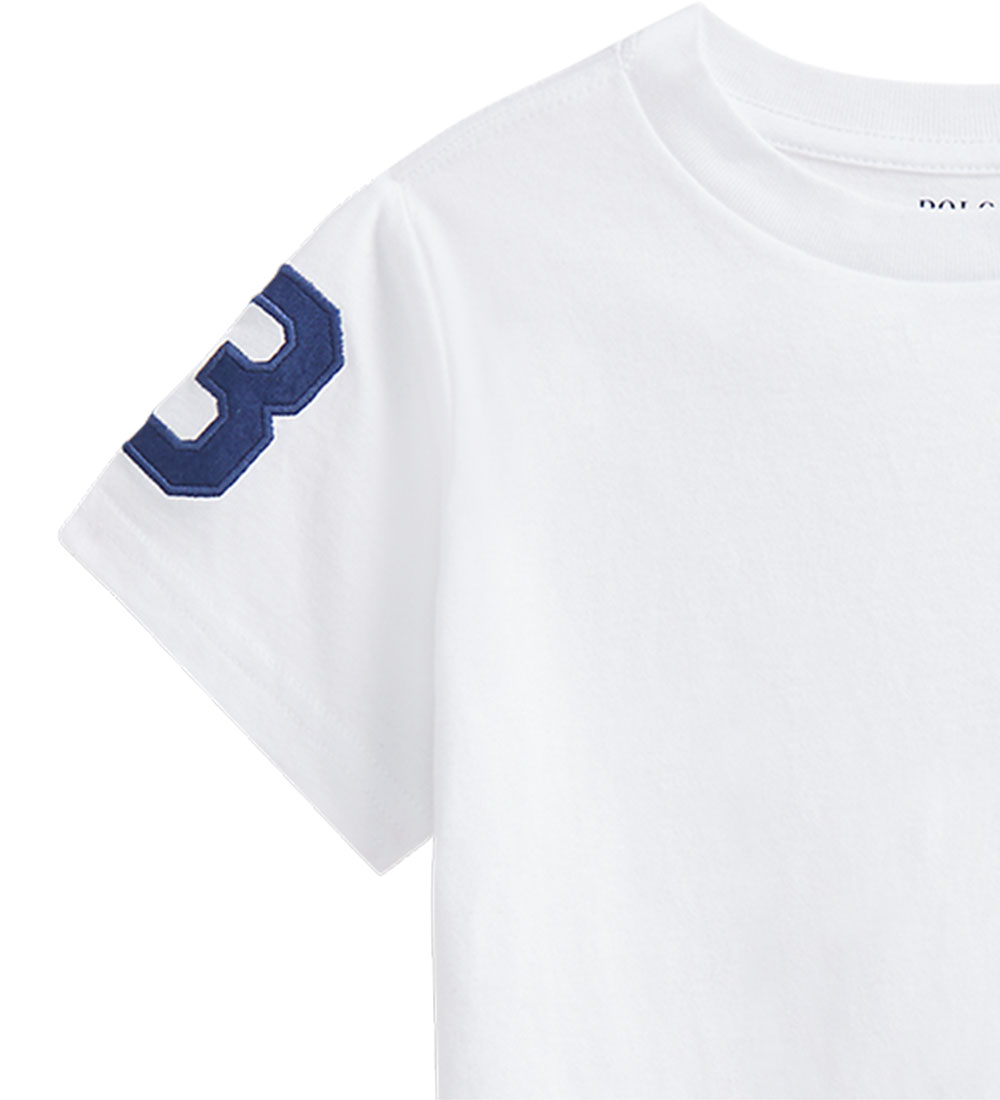 Polo Ralph Lauren Stuttermabolur - Hvítur M. Dökkblátt