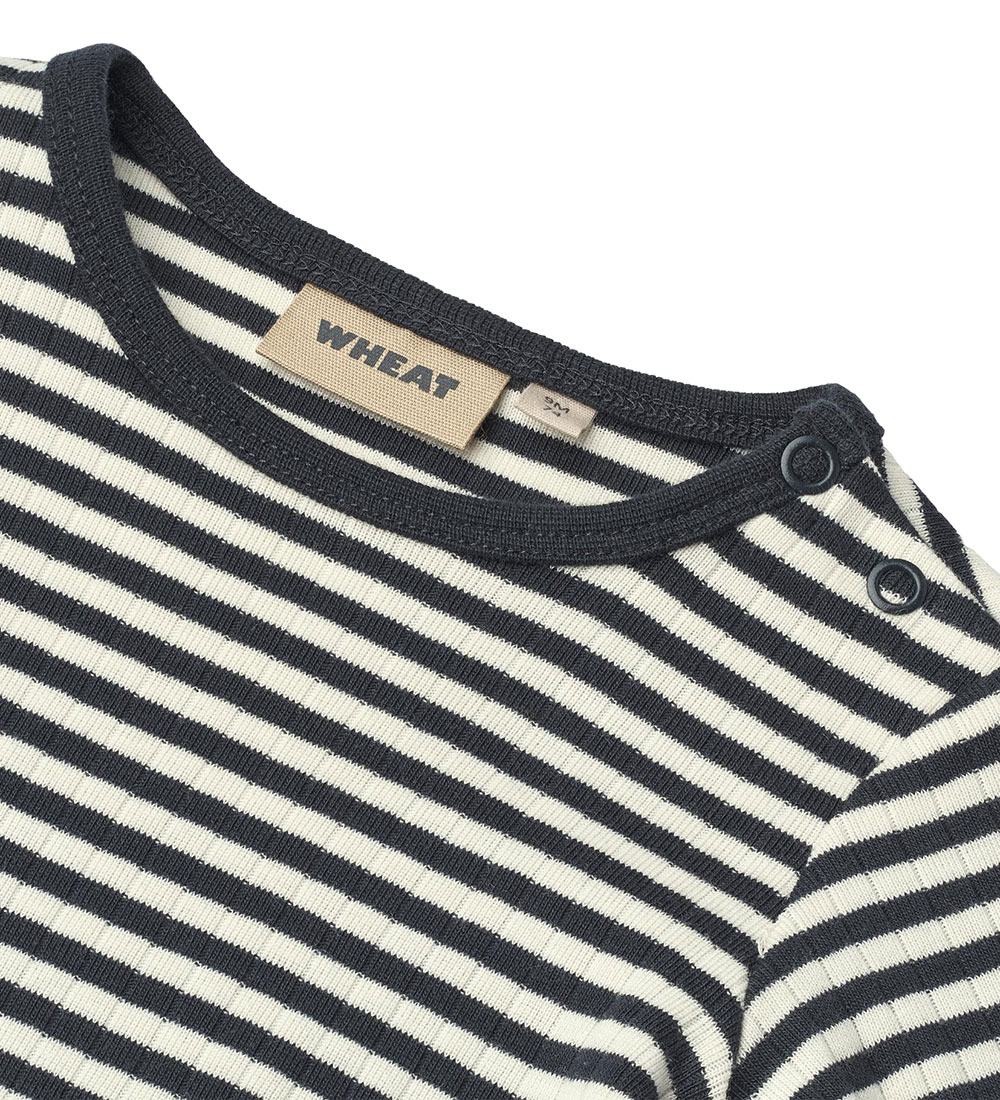 Wheat Bodysuit l/s - Rib - Berti - Navy Stripe