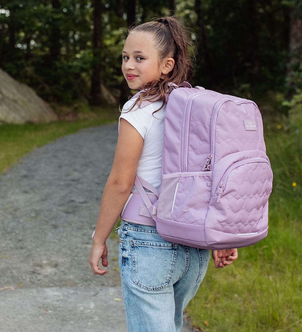 Beckmann Skolesekk - Sport Junior - Polstret Hearts - Rosa