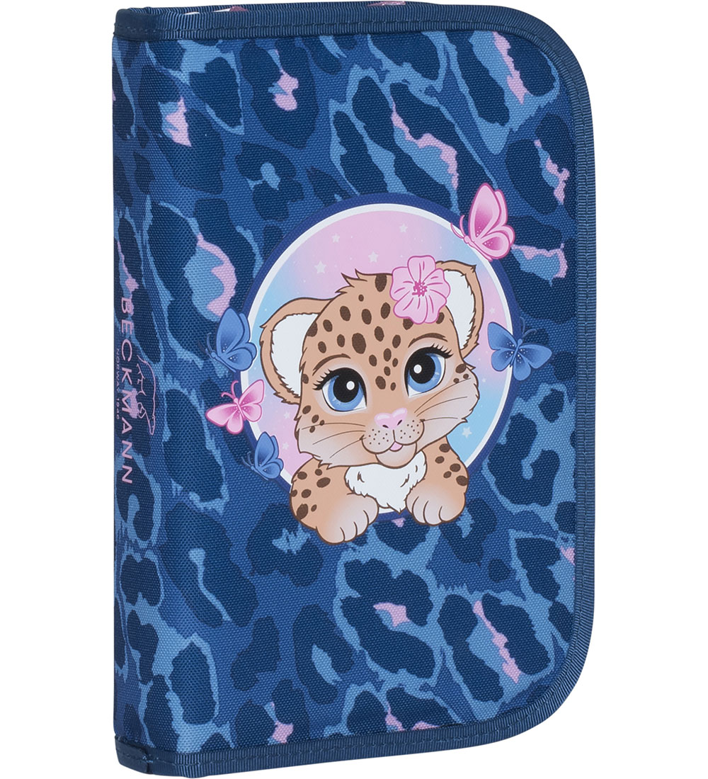 Beckmann Pencil Case w. Contents - Cheetah - Dark Blue