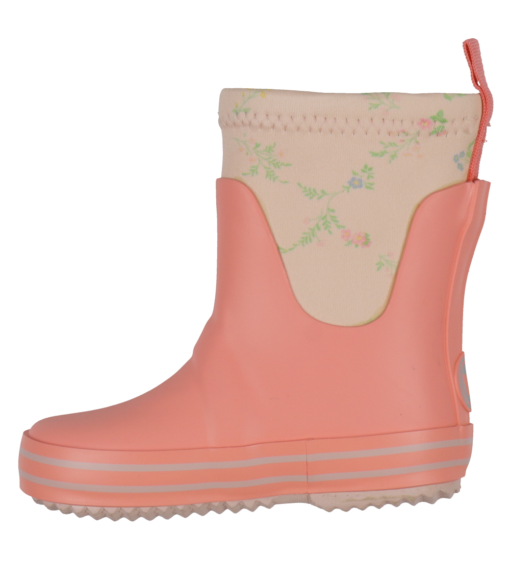 Wheat Rubber Boots - Mist - Rose Checked Flowers