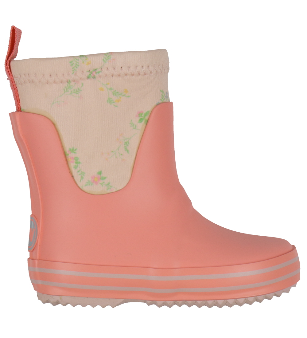 Wheat Rubber Boots - Mist - Rose Checked Flowers