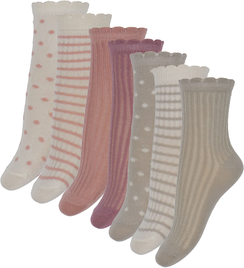 Minymo Socks - 7-Pack - Ash Rose w. Pattern