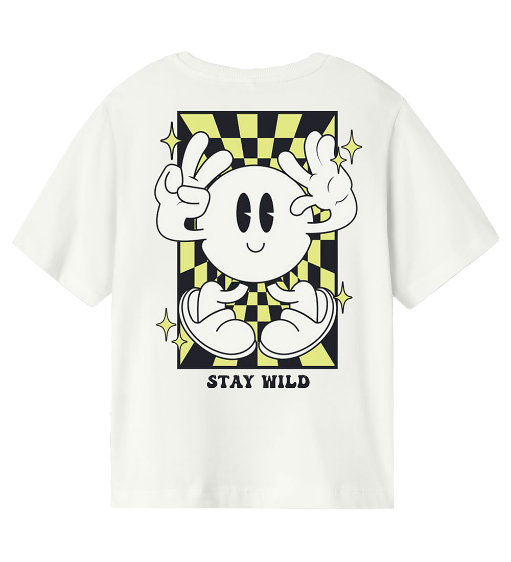 Name Imj n+t T-shirt - NkmZulla - Bright White/Sunny Lime